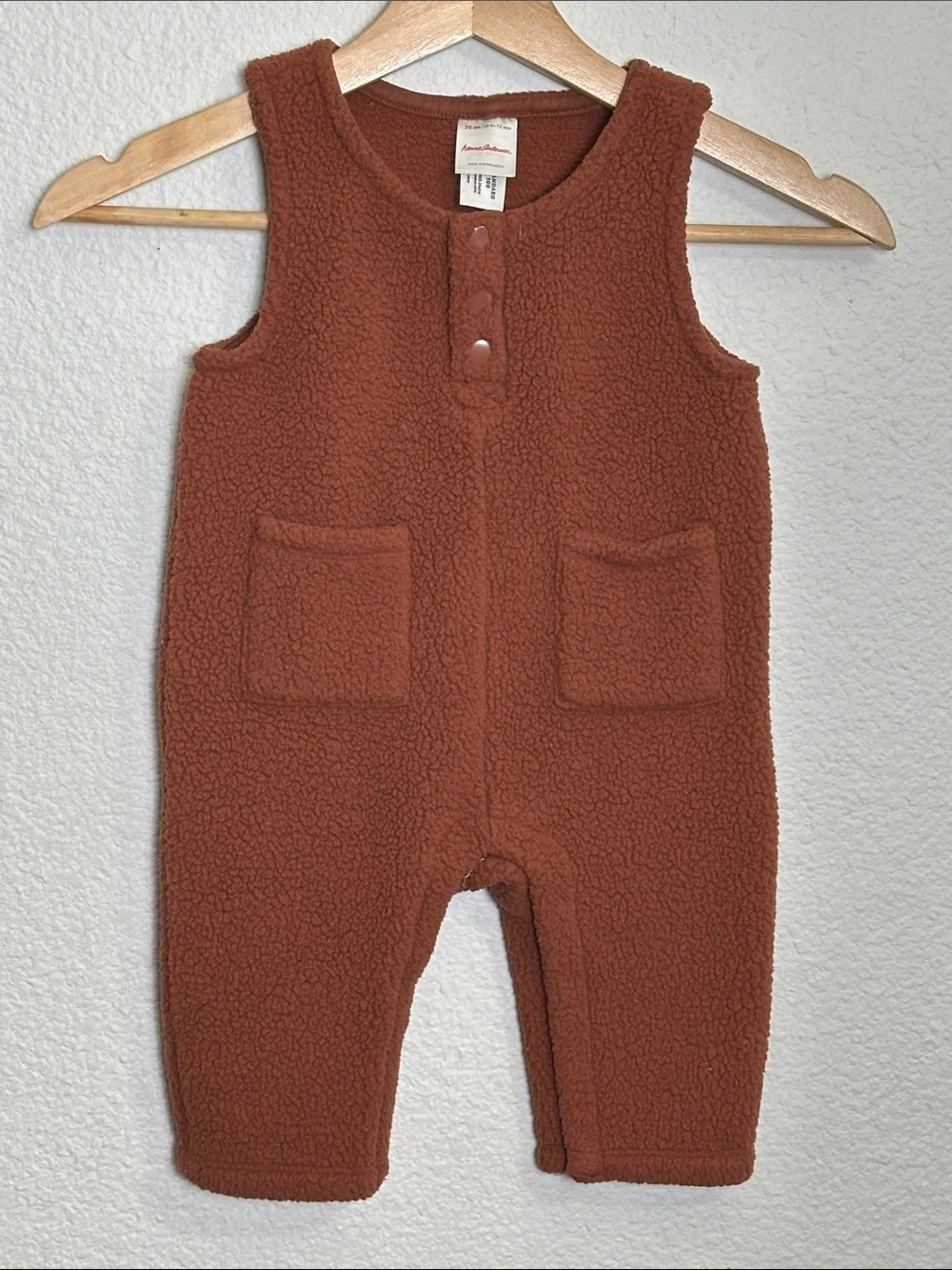 Hanna Andersson Cozy Fleece Overalls Baby Size 6-12 months One Piece Snap Button